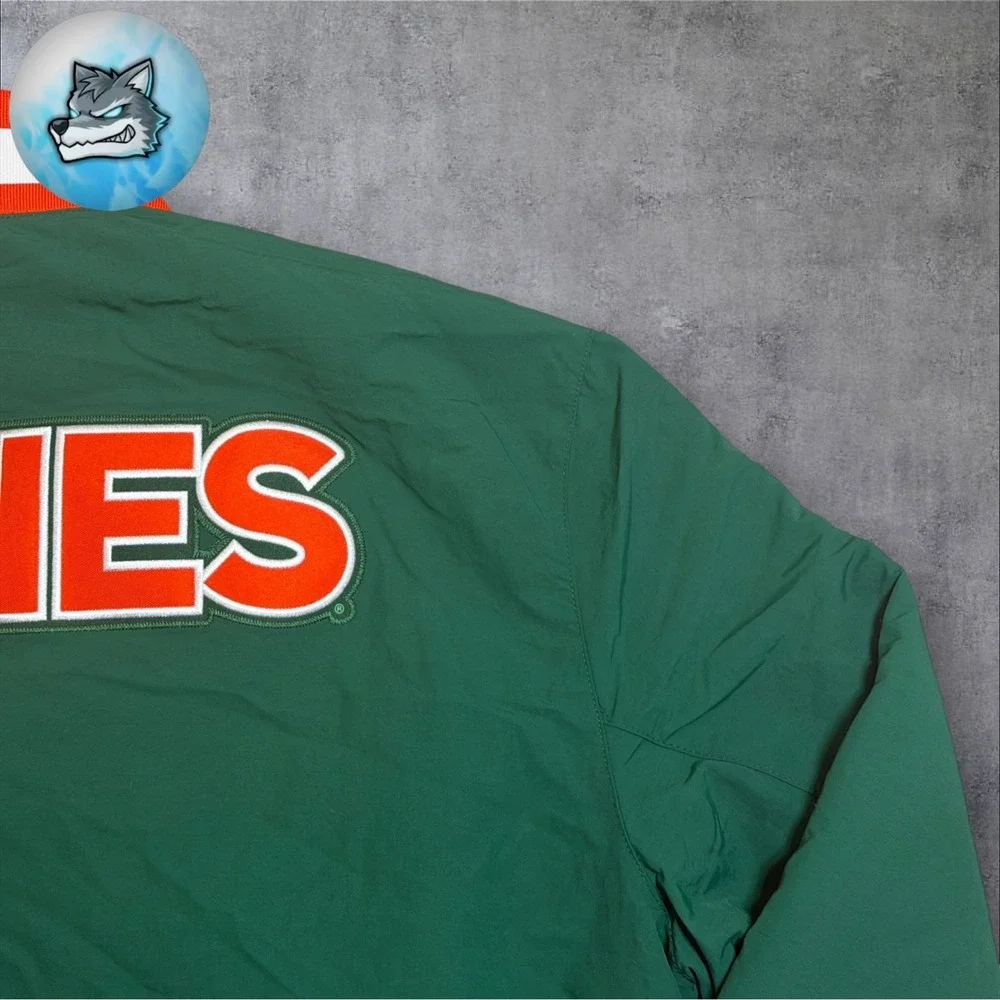 Adidas Miami Hurricanes Coaches Dugout Jacket Green Men's Size Medium JM9976